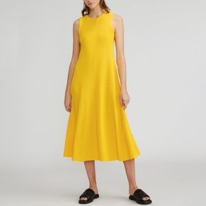 Everlane Organic Cotton Waffle Tank Dress Size Small Yellow Midi Casual Crewneck